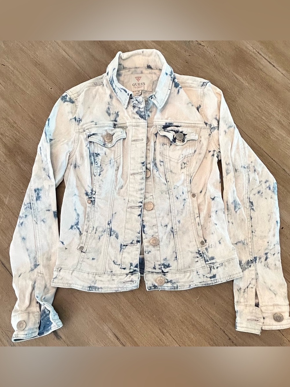 Guess Tie-Dye Denim Jacket - Light Blue & White
